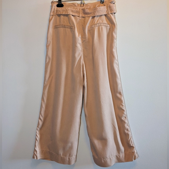 Zara Light Pink Paper Bag Wide Leg Crop Pants - Picture 2 of 7
